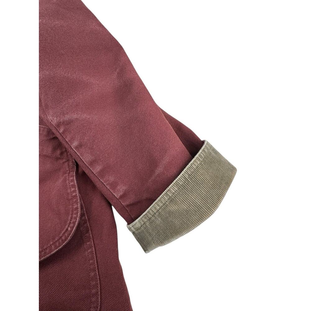 L.L. Bean Women’s Barn Coat Jacket L Canvas Chore Rust Red Corduroy Collar - Picture 4 of 16